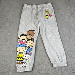 Peanuts Snoopy Sweatpants XXL 19 Gray Joggers Charlie Brown Franklin Leg Logo
